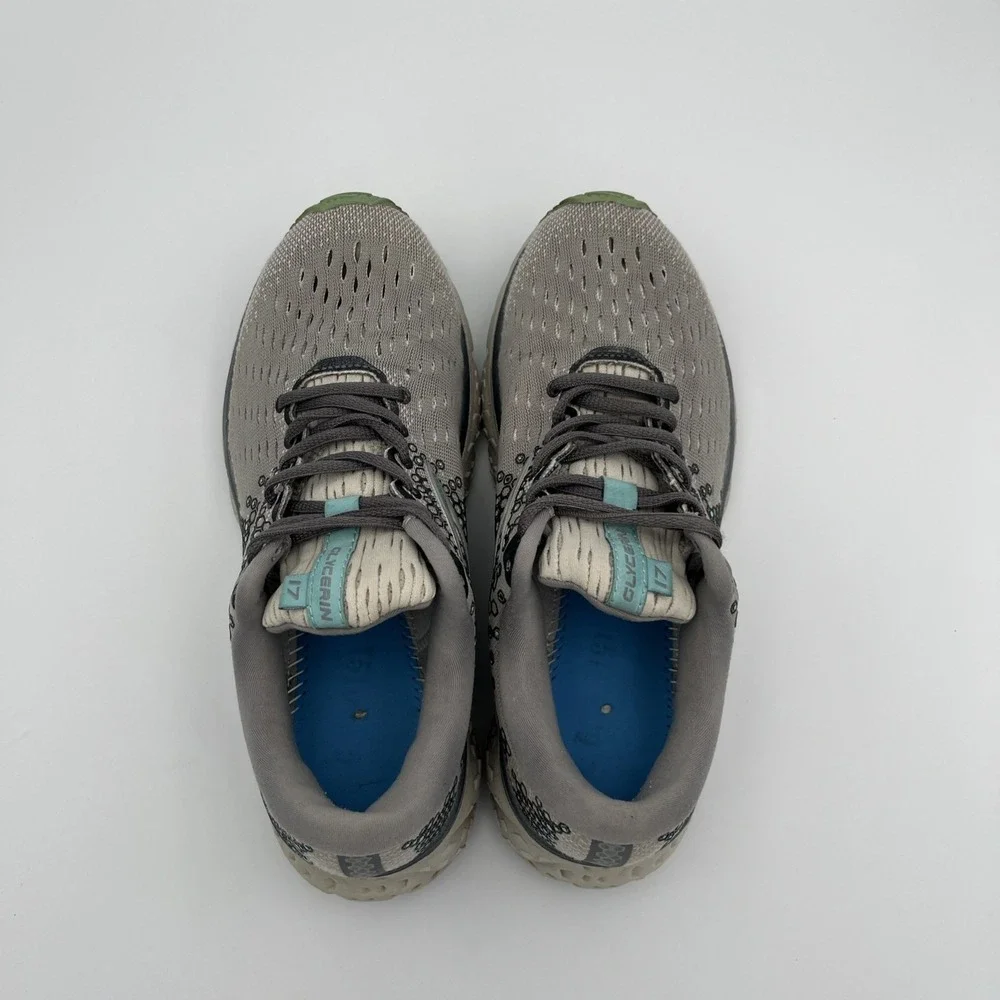 Brooks Glycerin 17 Running Walking Shoes Sneakers Gray Green Womens 7 B Athletic
